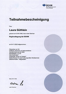 Teilnahmebescheinigung Laura Güthlein